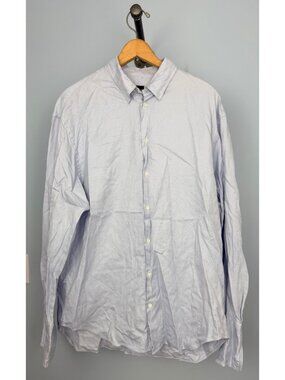 Giorgio Armani Black Label Mens 43/17 Blue Button-Down Shirt French Cuffs Italy